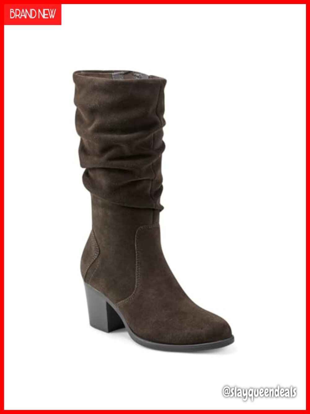 Suede Mid-Calf Boots Almond Toe Block Heel Cushioned Insole Arch Support
